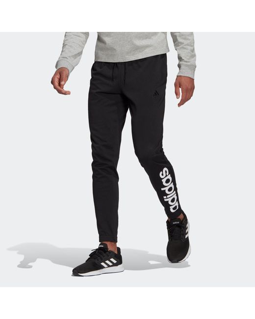 Adidas Black M Lin Sj Te Pt Logo Printing Sports Training Cone Long Pants for men