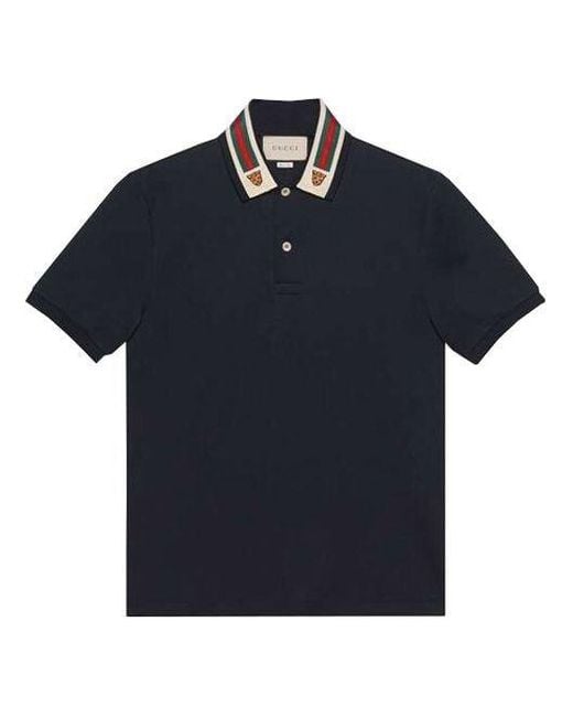 Gucci Blue Stripe Short Sleeve Polo for men