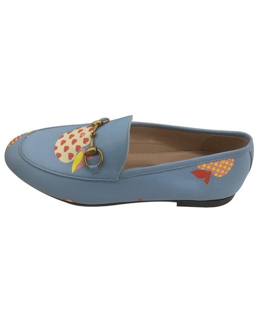 Gucci Blue Leather Slip On Shoes