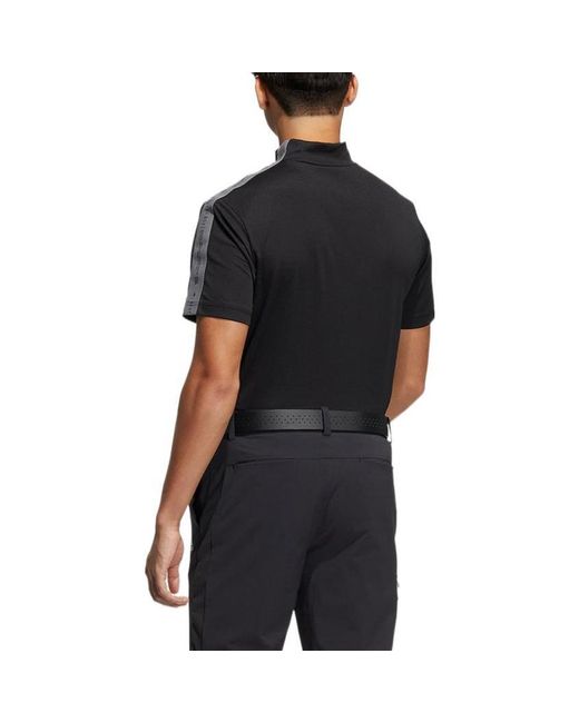 Adidas Black Colorblock Golf Sports Half Turtleneck Short Sleeve T-Shirt for men