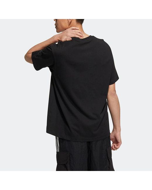 Adidas Black Neo Geometry Pattern Printing Round Neck Short Sleeve T-Shirt for men