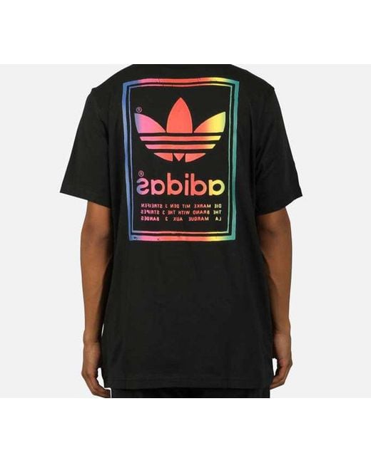 Adidas Black Originals Vintage Tee Multi-Color Gradient Logo Short Sleeve for men