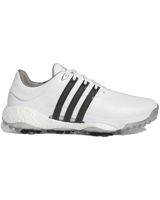 Adidas White Tour360 22 Boost Golf Shoes 'Cloud Metallic' for men