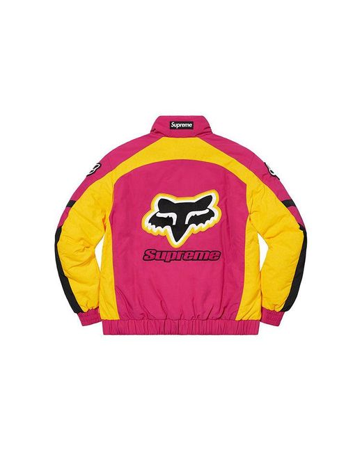 Supreme Pink Fox Racing Puffy Jacket for men