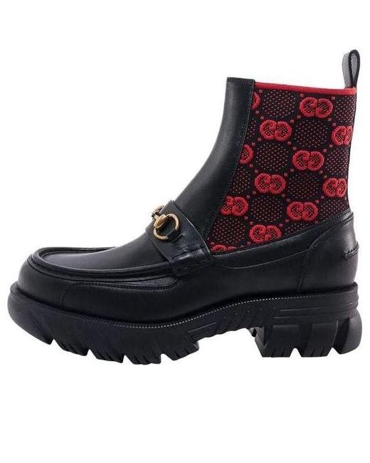 Gucci Black Horsebit Gg Jersey Boot