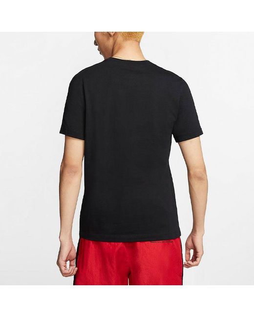 Nike Black Sportswear Printing Pattern Round Neck Short Sleeve for men