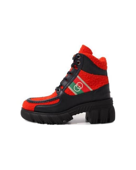 Gucci Red X North Face Romance Ankle High Boots