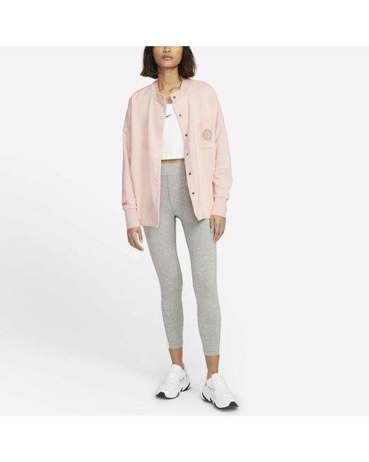 Nike Pink (Wmns) Sportswear Femme Retro Loose Pocket Embroidered Sports Jacket