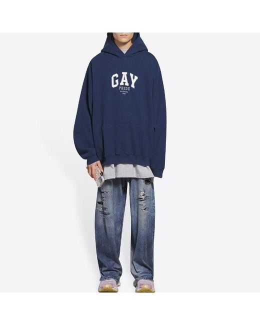 Balenciaga Blue Pride Hoodie Boxy Fit for men