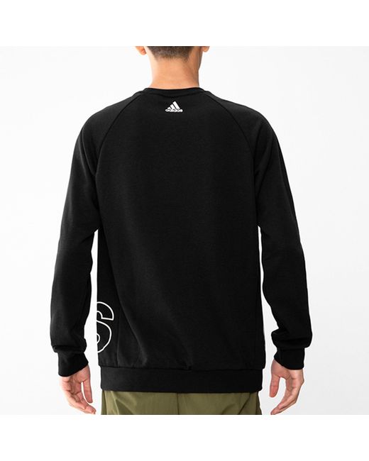 Adidas Black Big Lo Swt Ft Logo Printing Casual Sports Round Neck for men