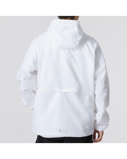 Adidas White Mh Lite Wvjkt Athleisure Casual Sports Hooded Solid Color Woven Jacket for men