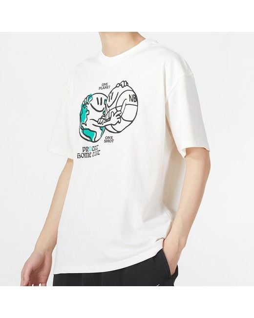 Nike White Basketball Earth Pattern Printing Round Neck Short Sleeve for men