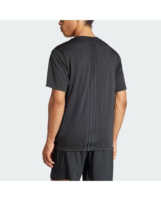 Adidas Black Hiit Workout 3-Stripes Tee Asia Sizing for men