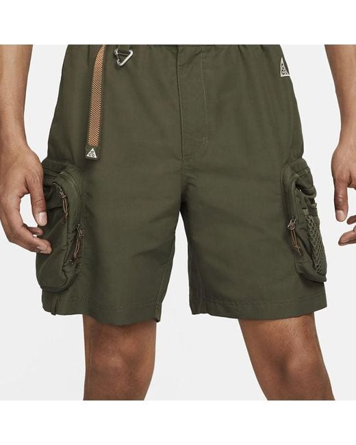 Nike Green Acg Multiple Pockets Outdoor Cargo Loose Casual Straight Shorts for men
