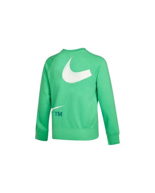 Nike Green Swoosh Ft Crew Large Logo Printing Knit Round Neck Pullover for men