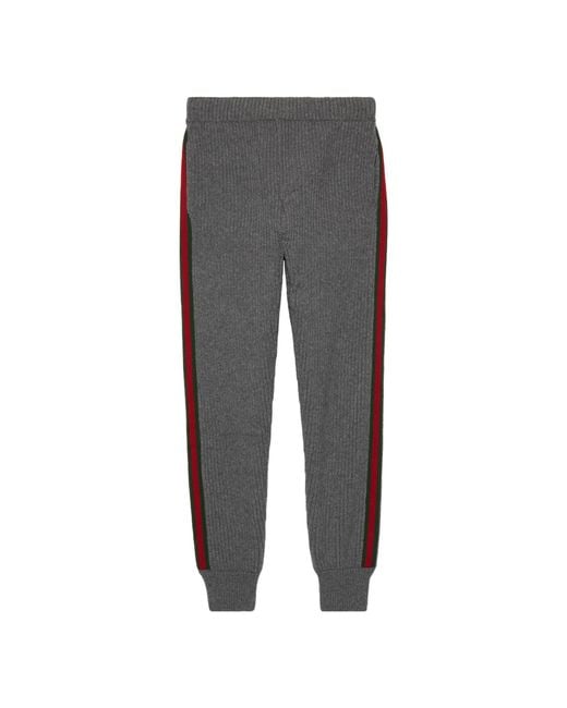 Gucci Gray Wool Cashmere Pants With Web for men