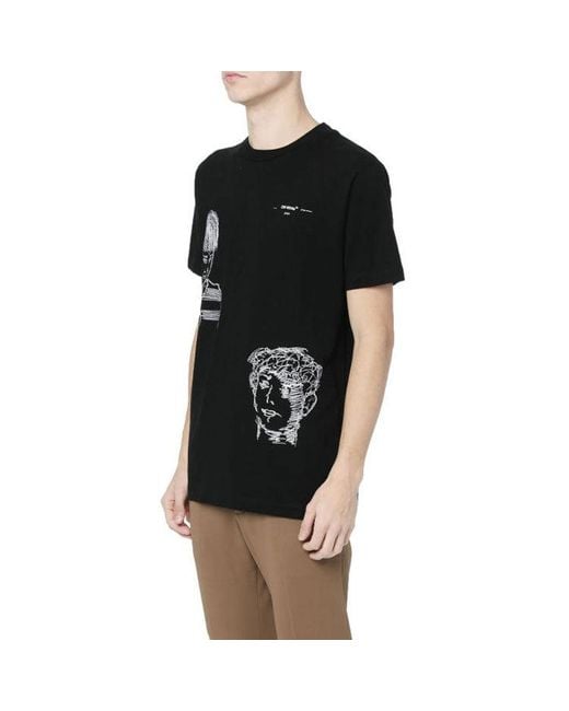 Off-White c/o Virgil Abloh Black C/O Virgil Abloh Small Character Pattern Printing Short Sleeve Ordinary Version for men