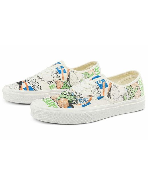 Vans White Authentic Low Tops Casual Skateboarding Shoes Multi-color Funny Printing
