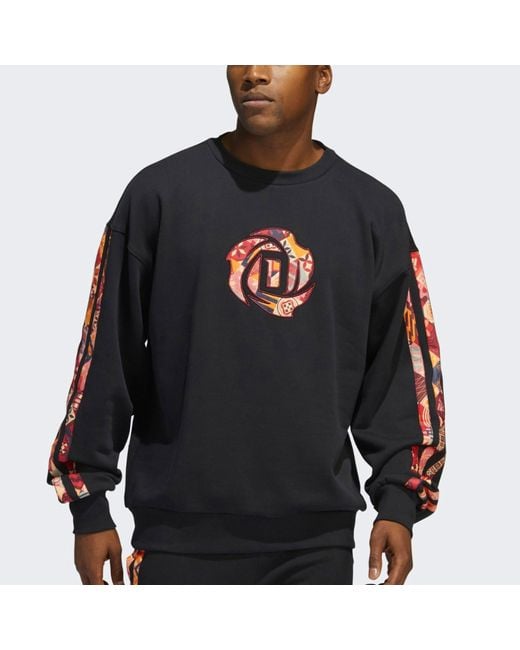 Adidas Black Mic Rose Crew Limited Printing Basketball Sports Round Neck Pullover for men