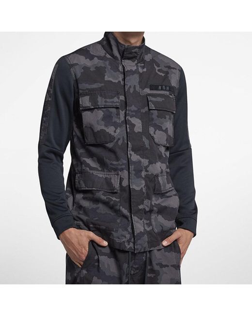 Nike Blue Casual Jacket Camouflage for men