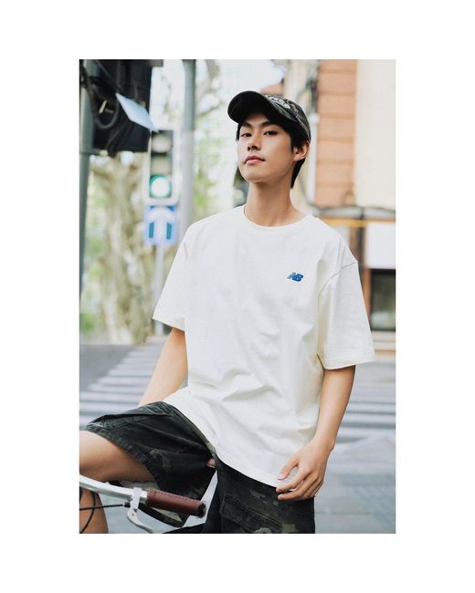 New Balance White Running Duo Graphic T-Shirt 'Ivory'