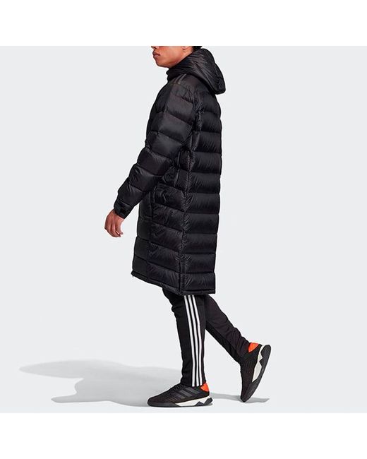 Adidas Black Stay Warm Solid Color Soccer/Football Hooded Down Jacket for men
