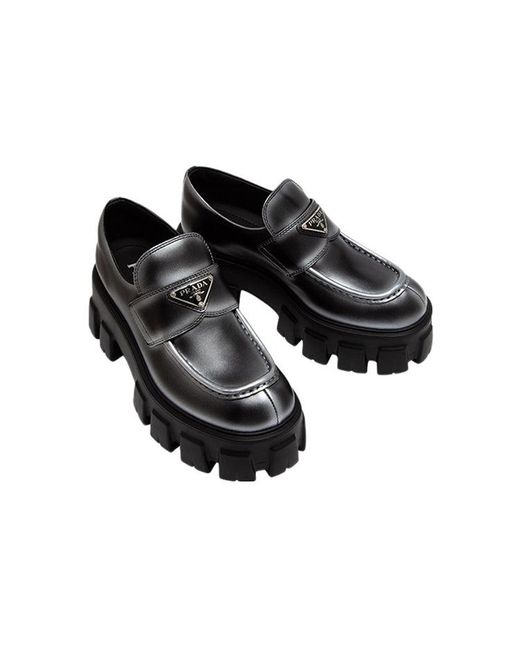 Prada Black (Wmns) Monolith Brushed Leather Loafers Spray'