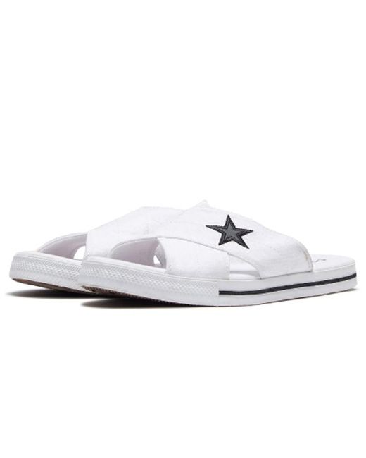 Converse White (Wmns) One Star Slide Canvas Slippers