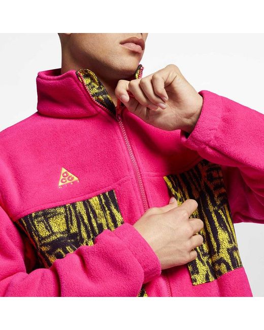 Nike Acg Printing Splicing Jacket Pinkred for men