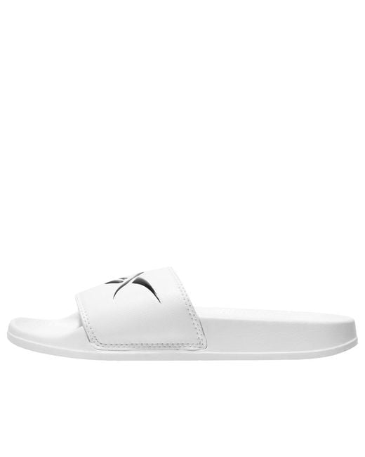 Reebok White Classic Slide Soft Sole Cozy Flat Heel Sports Slippers