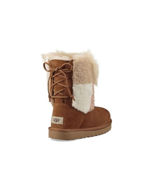 Ugg Brown Classic Short Patchwork Fluff