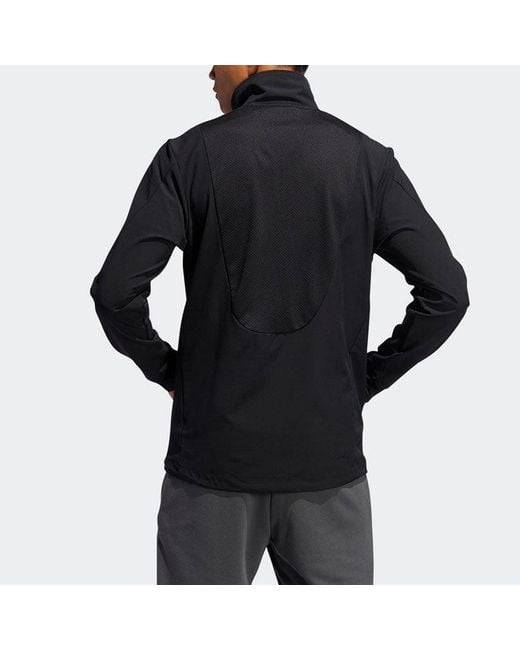 Adidas Black Cool Touch Jkt Training Sports Stripe Stand Collar Logo Jacket for men