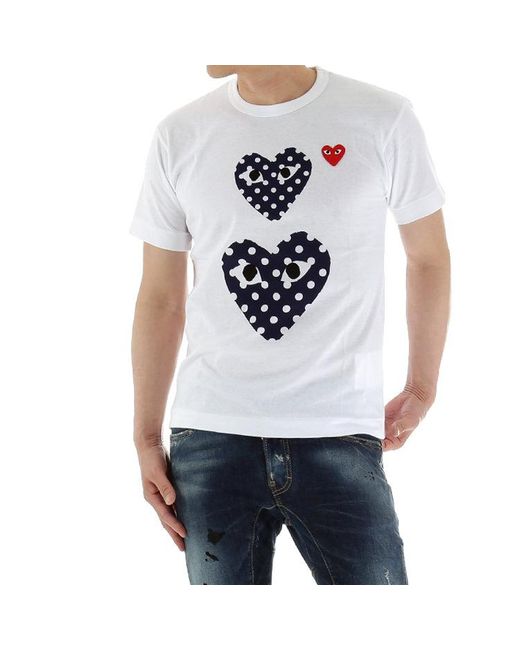 COMME DES GARÇONS PLAY White Polka Dots Large Small Pattern Short Sleeve for men