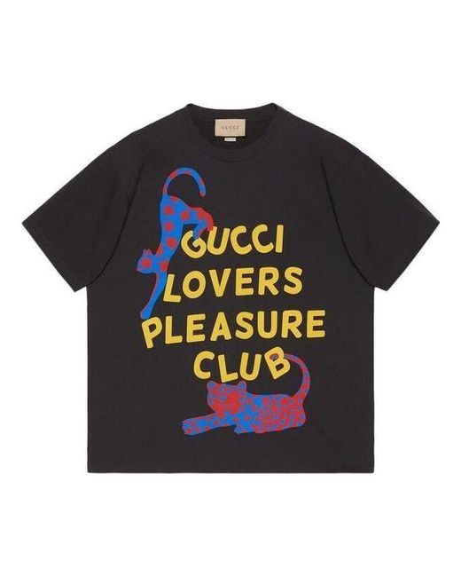 Gucci Black Cotton Jersey T-shirt With Print for men