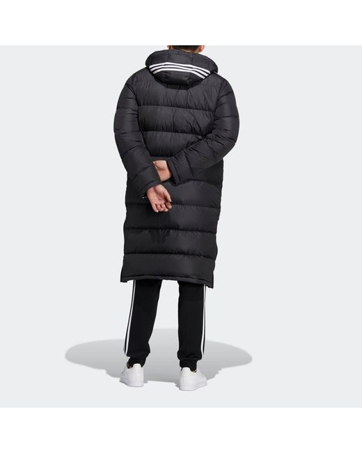 Adidas Gray Originals Long Down Side Logo Printing Mid-Length Sports Down Jacket for men