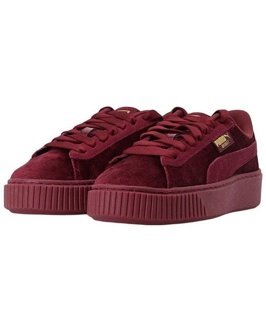 PUMA Red (Wmns) Platform Velvet Low-Top Sneakers