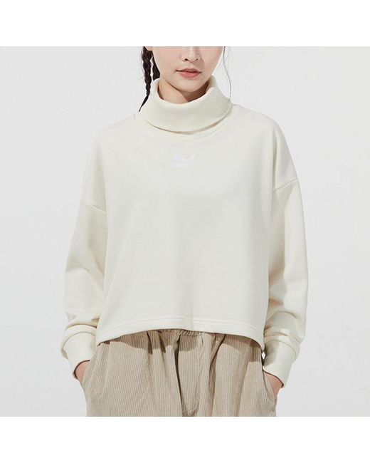 PUMA White (Wmns) Classics Logo Embroidery Swea