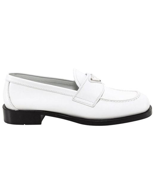Prada White (Wmns) Patent Leather Loafers