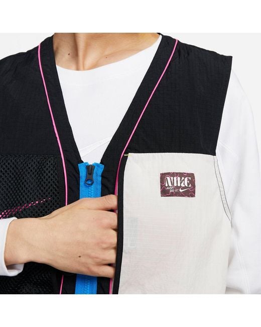 Nike Black Sports Casual Breathable All-Match Stitching Stacked Mesh Vest for men