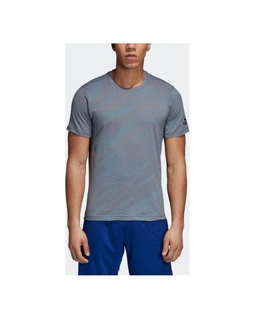 Adidas Blue Camouflage Sports Gym Round Neck Short Sleeve T-Shirt for men