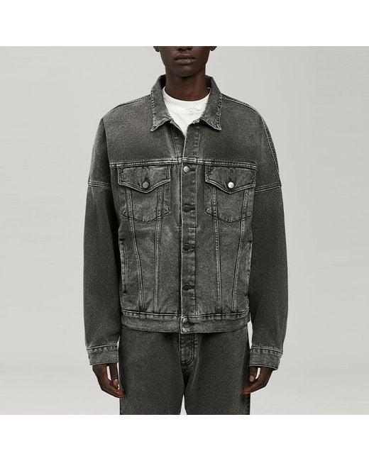 Palm Angels Black Logo Over Denim Jacket for men