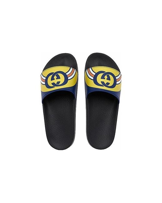 Gucci Blue Pursuit Logo Slides for men