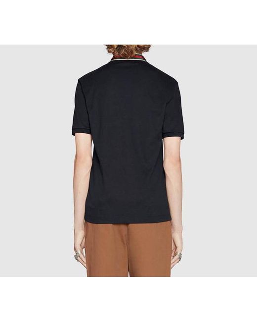 Gucci Blue Stripe Short Sleeve Polo for men