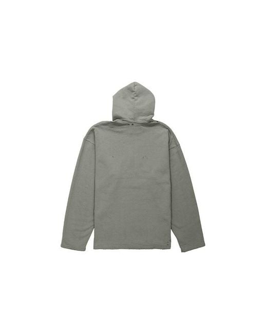 Balenciaga Gray Blurred Logo Distress Hoodie for men