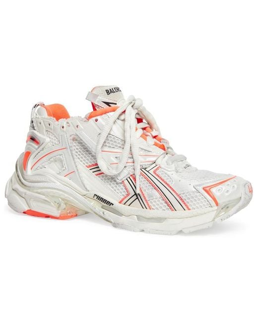 Balenciaga White Runner Sneakers Fluo Mesh And Nylon'