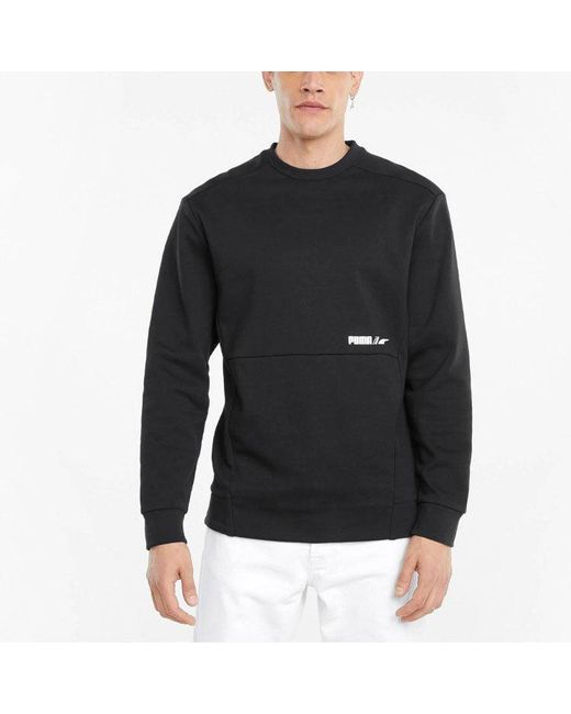 PUMA Black Winterized Crew Logo for men