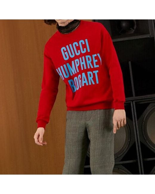 Gucci Red 'Humphrey Bogart' Print Sweatshirt for men