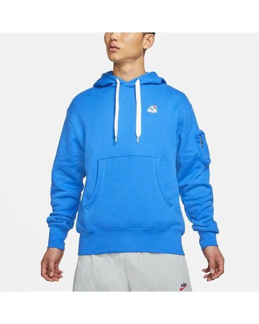 Nike Blue Sportswear Airmoji Ft W Cartoon Patch Sports Hooded Sweater For for men