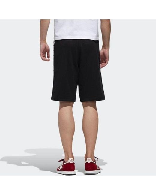 Adidas Black Originals Side Webbing Logo Printing Sports Shorts for men