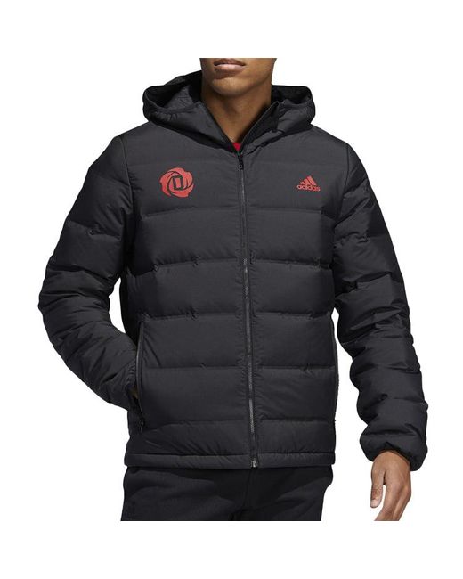 Adidas Blue Casual Printing Hooded Stay Warm Windproof Sports Down Jacket for men